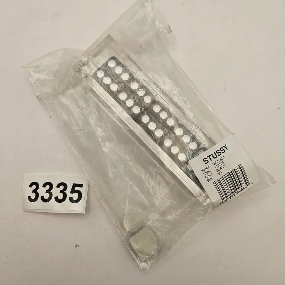 STUSSY DICE SET BLACK ACRYLIC DISPLAY CASE 5 LOGO DICE STYLE 138769 RARE